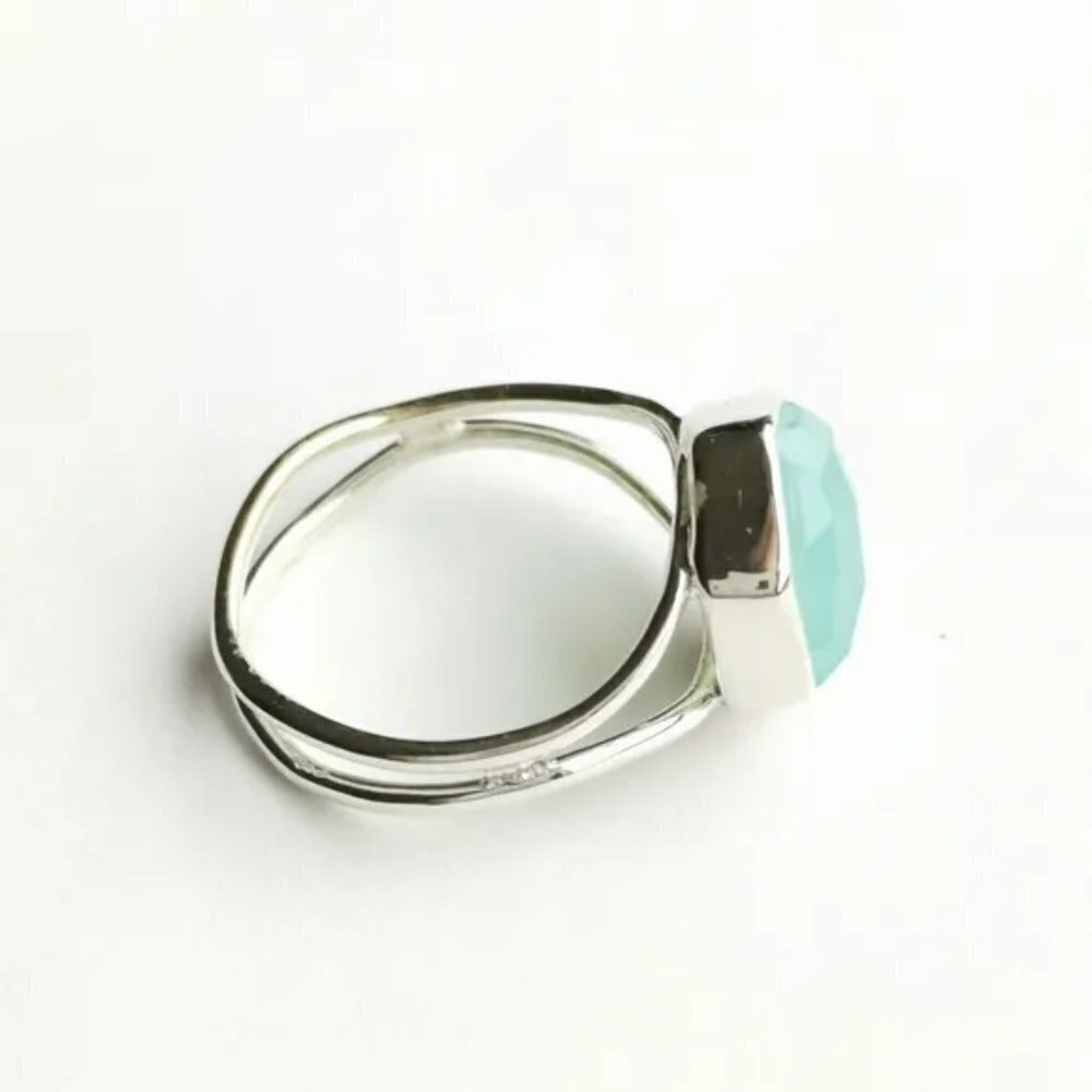 Aqua Chalcedony ring sterling silver size 6 🆕 - Picture 3 of 6